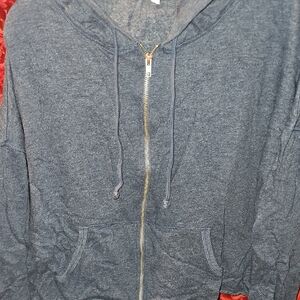 Victoria's Secret Blue Hoodie Crop Zip Up Sweatshirt Size Large